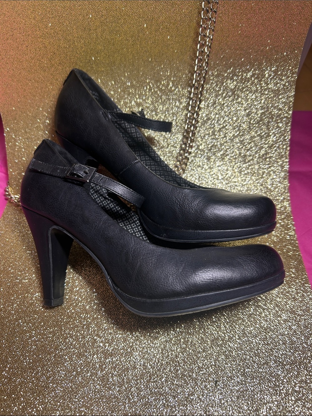 Studio Black Mary Jane Platform Heels with Buckle